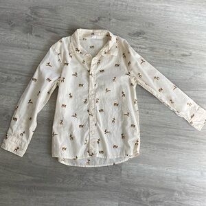 NWOT Boys H&M Cotton Reindeer buttoned long sleeve shirt size 6